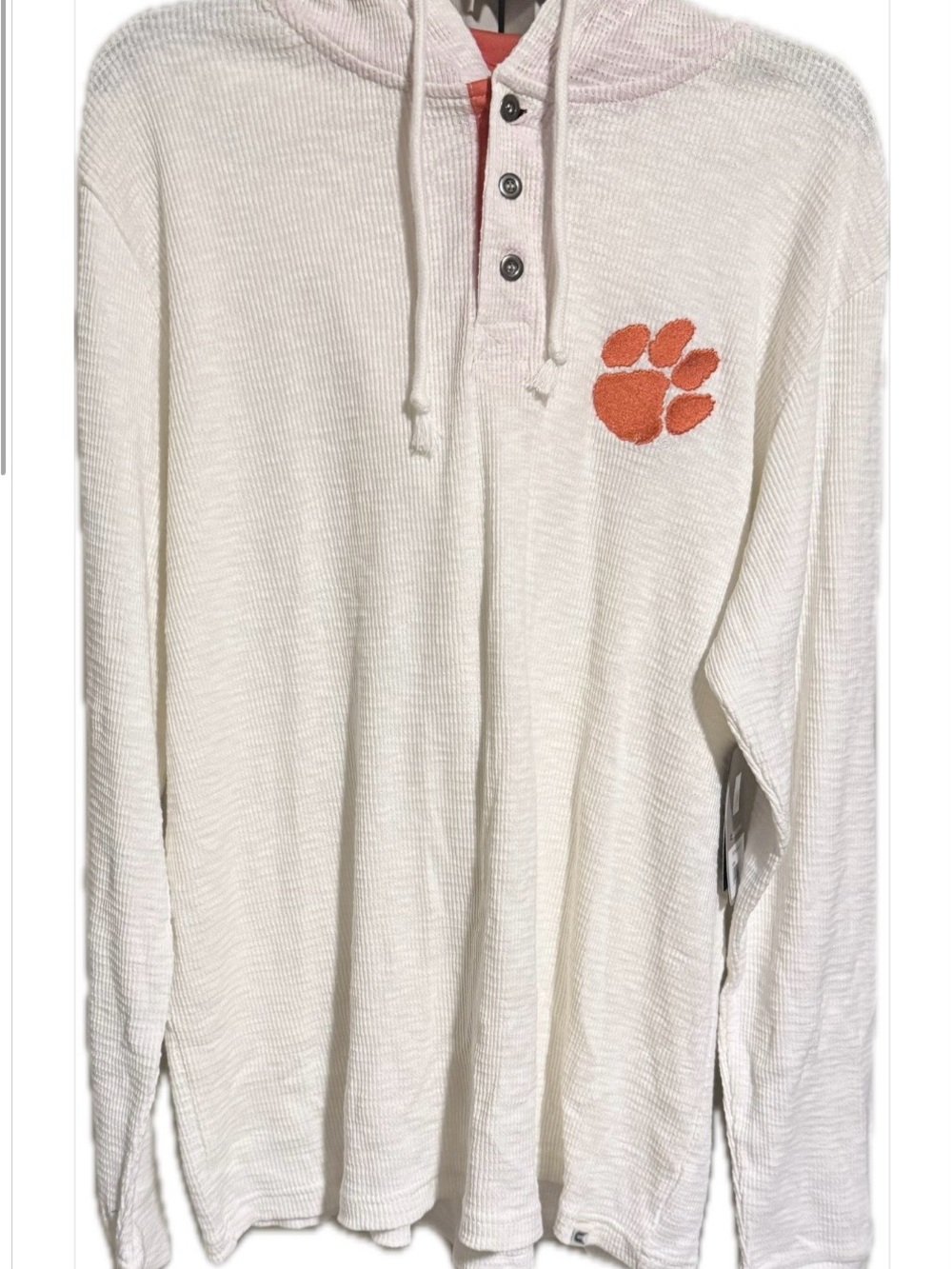 Clemson Tigers Waffle Knit Henley Hoodie Pull Over Men’s size L